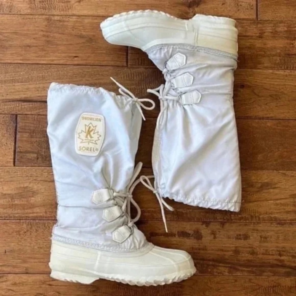 Sorel Snowlion Tall Winter Snow Boots Insulated White & Cream US Women's Size 6 - Picture 15 of 15